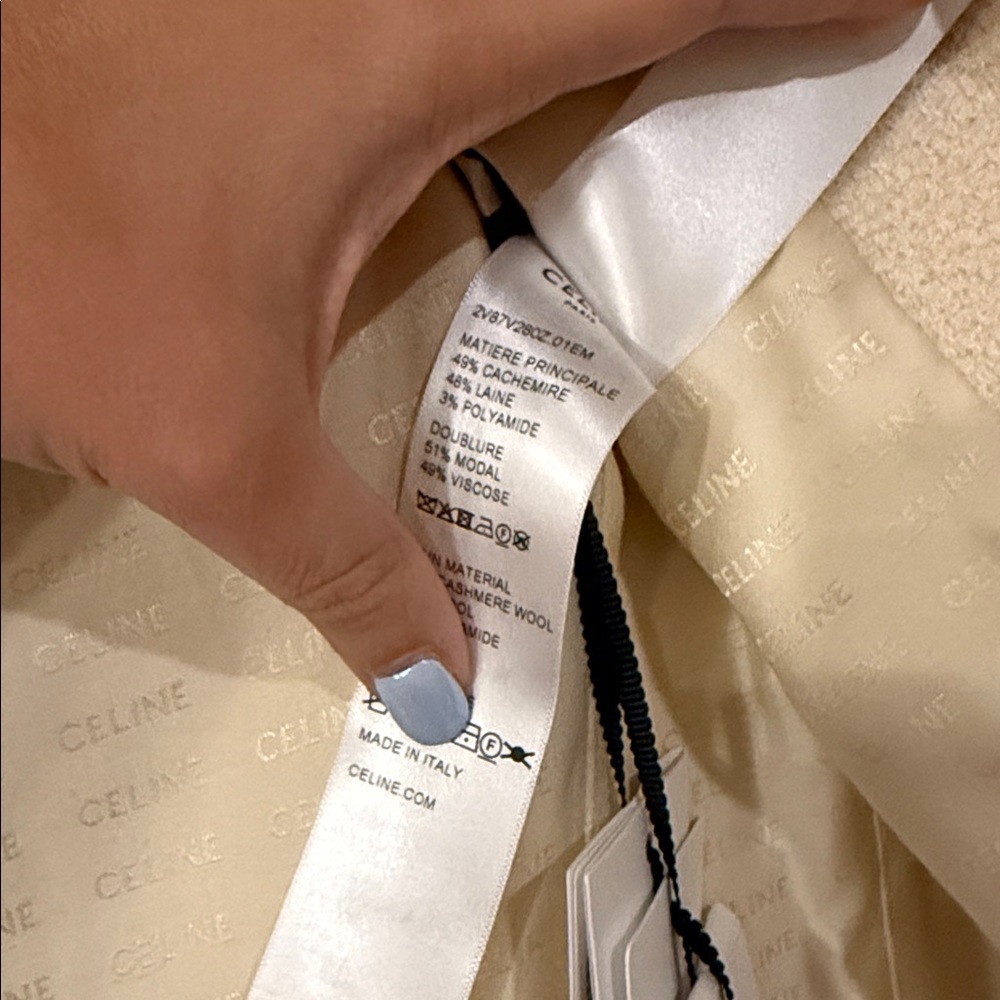 NWT Celine Cream Jacket Shirt Collar Tweed Cashmere Jacket size 40 - Picture 13 of 13